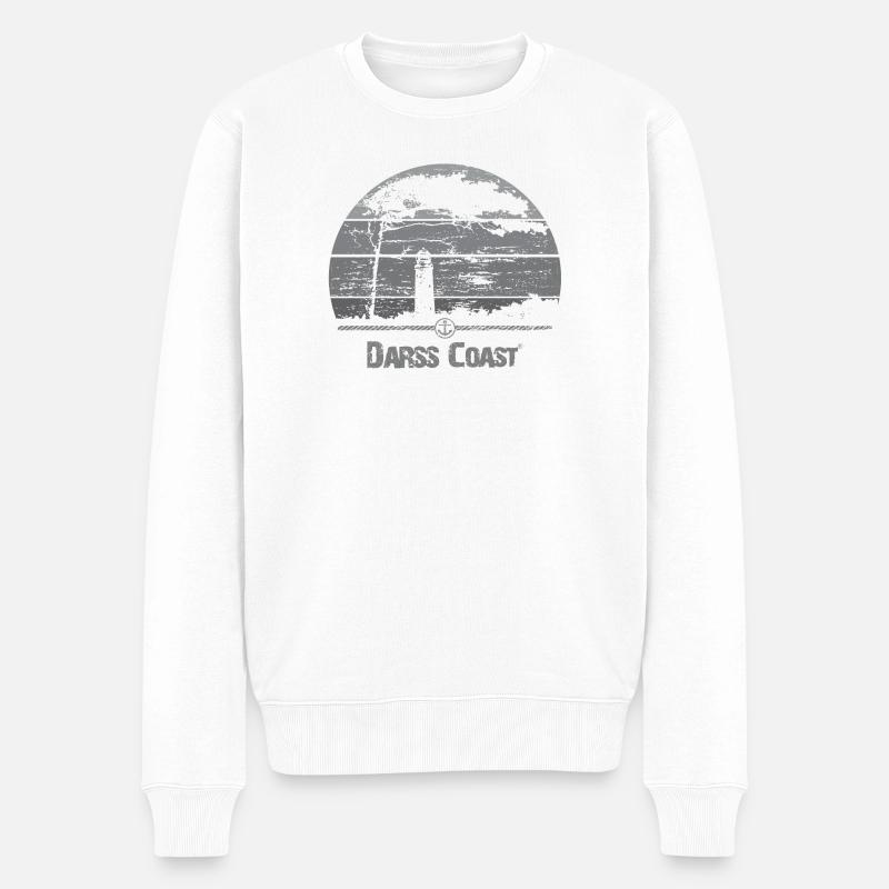 DarssCoast - Leuchtturm & Windflüchter - Männer Premium Bio Pullover - Weiß