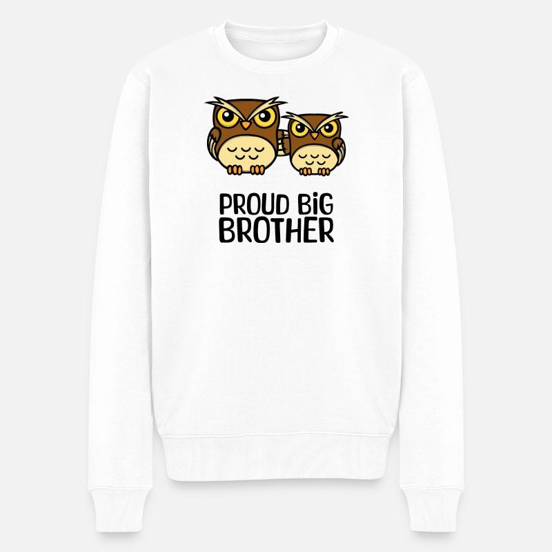 Eule Stolzer Großer Bruder Statement Bruderherz - Männer Premium Bio Pullover - Weiß
