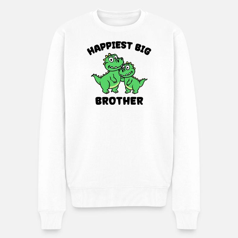 Dino Geschwisterliebe Großer Bruder Statement - Männer Premium Bio Pullover - Weiß