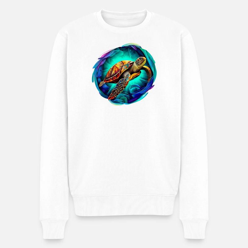 Meeresschildkröte - Männer Premium Bio Pullover - Weiß