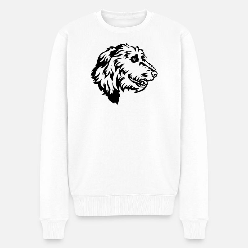 Irish Wolfhound Kopf - Männer Premium Bio Pullover - Weiß