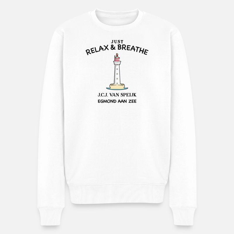Egmond aan Zee, Niederlande, Durchatmen und Relax - Männer Premium Bio Pullover - Weiß