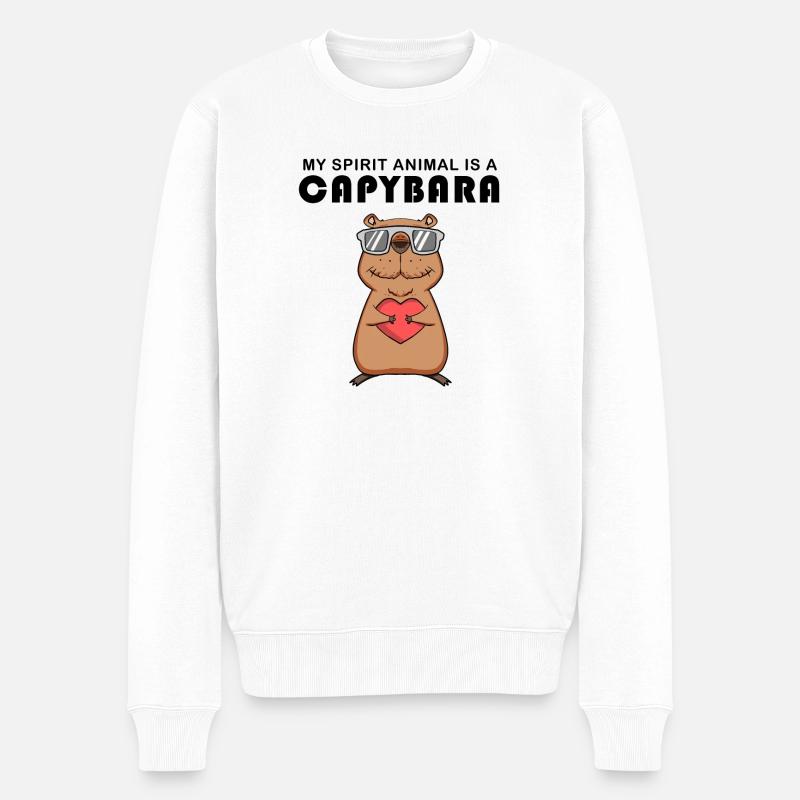 Capybara Wasserschwein Capybaras - Männer Premium Bio Pullover - Weiß