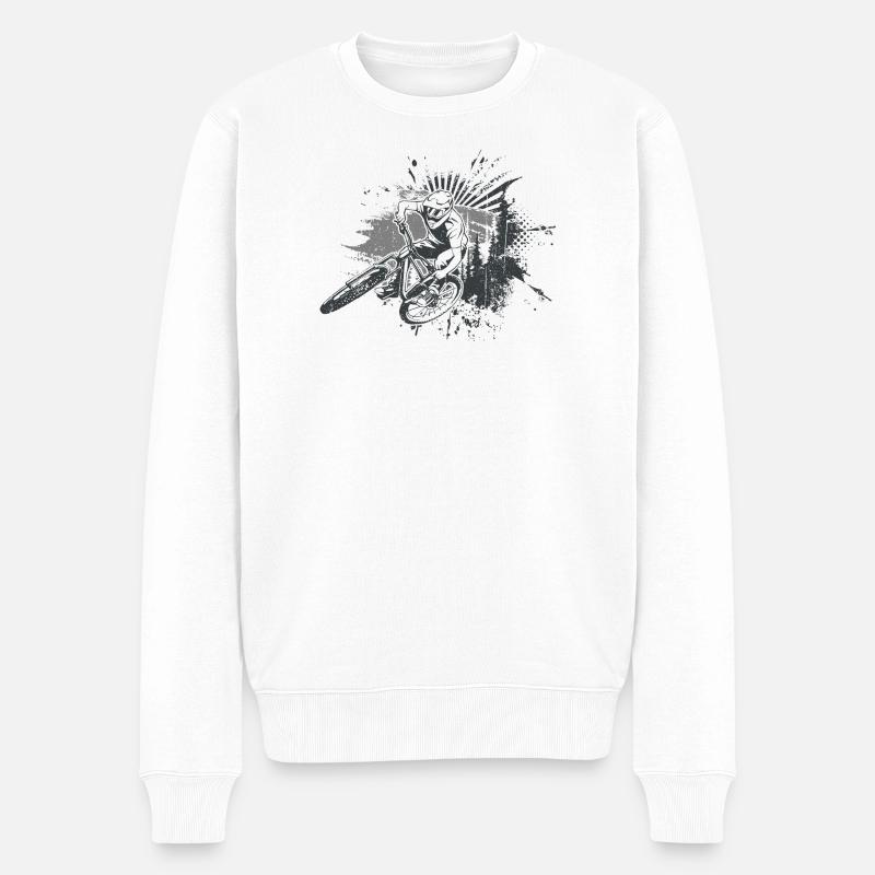 Grunge BMX Rider Splash Art - Männer Premium Bio Pullover - Weiß