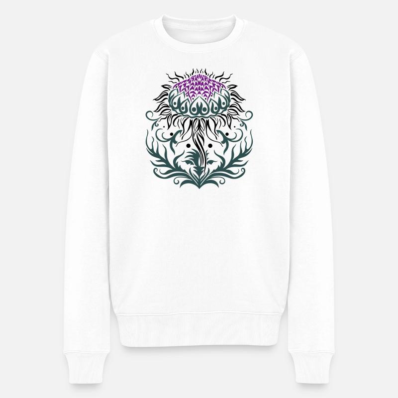 Distel lila Thistle - Männer Premium Bio Pullover - Weiß