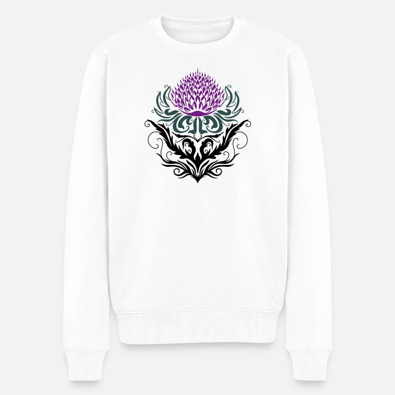 Distel lila Thistle - Männer Premium Bio Pullover - Weiß