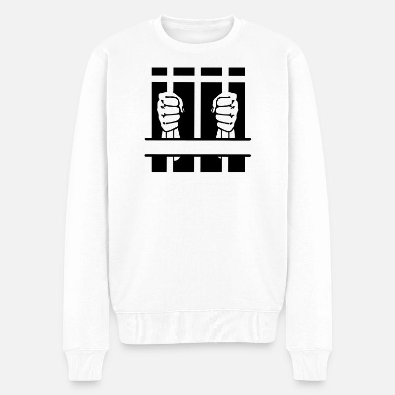 Zwei Fäuste hinter Gittern und Leerzeichen - Männer Premium Bio Pullover - Weiß