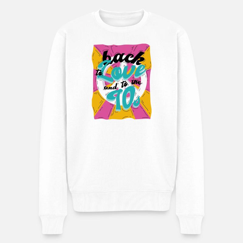 70s - Männer Premium Bio Pullover - Weiß