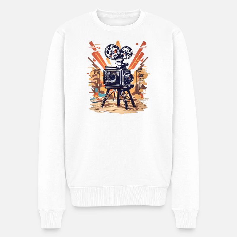 Retro Film Kamera - Männer Premium Bio Pullover - Weiß
