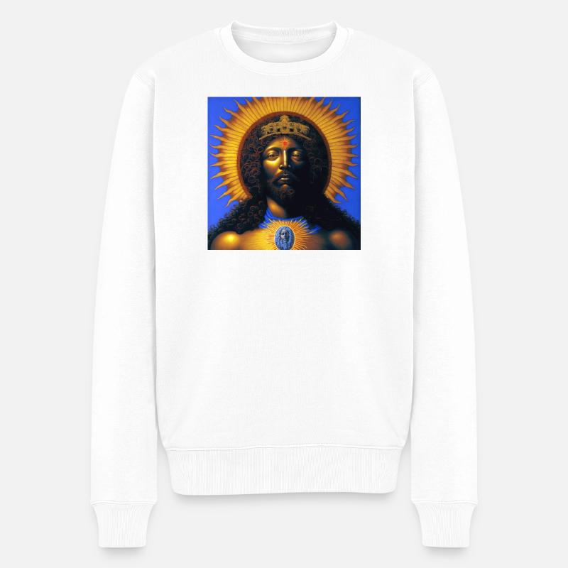 Schwarzer Jesus 03 - Männer Premium Bio Pullover - Weiß