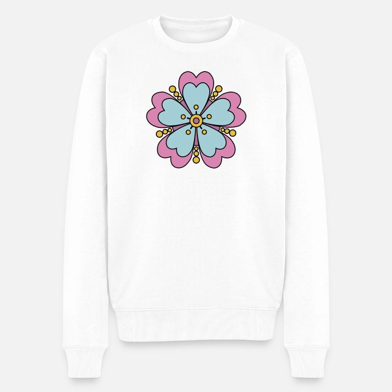 Fleur bohème hippie funky mignonne - Pull Premium bio Homme - blanc
