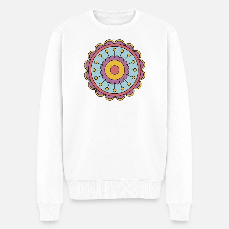 Fleur bohème hippie funky mignonne - Pull Premium bio Homme - blanc