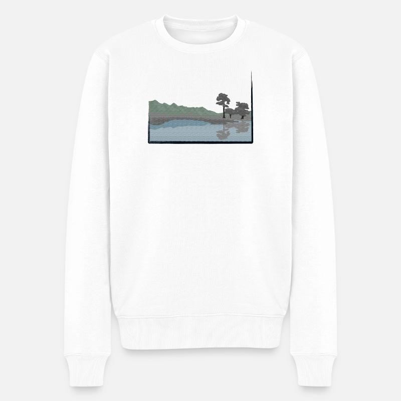 Paysage modifié avec lac - Pull Premium bio Homme - blanc