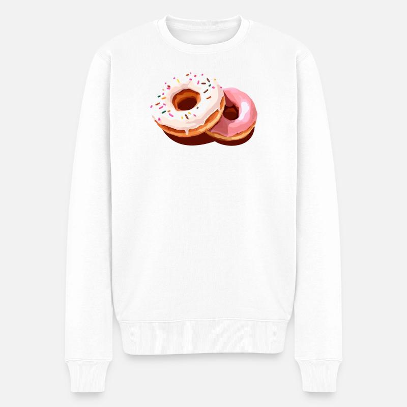 Bunter Donut-Print auf Freizeitkleidung - Männer Premium Bio Pullover - Weiß