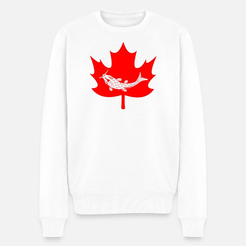 Logo du poisson-feuille d’érable du Canada - Pull Premium bio Homme - blanc