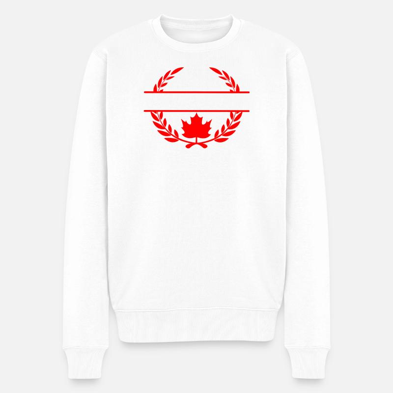 Kanada-Ahornblatt-Lorbeerkranz-Logo - Männer Premium Bio Pullover - Weiß