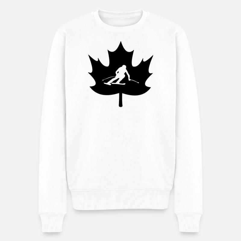 Kanada-Ahornblatt-Ski-Logo - Männer Premium Bio Pullover - Weiß