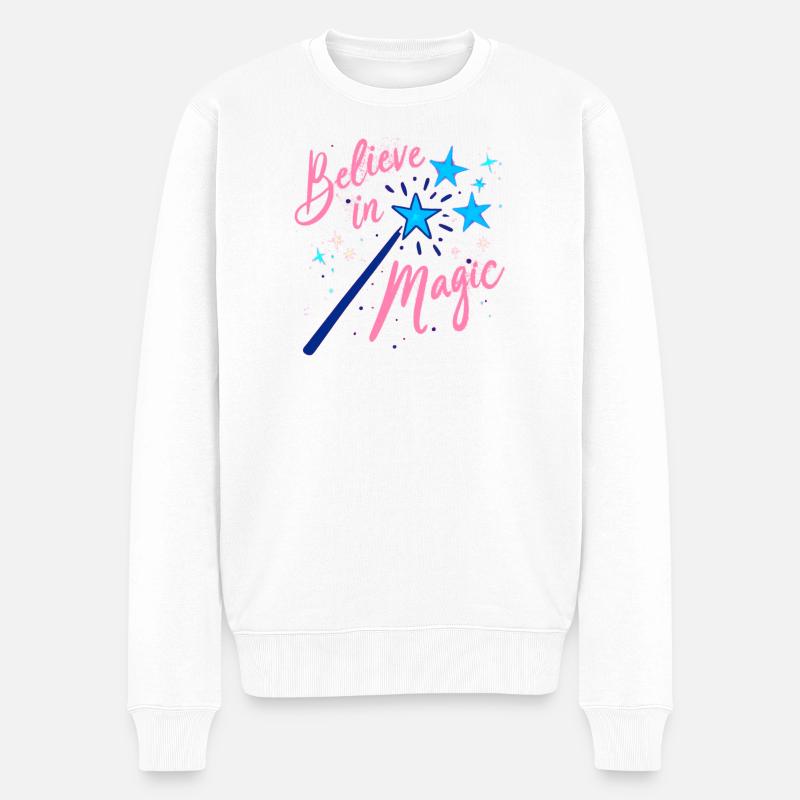 Believe in Magic - Männer Premium Bio Pullover - Weiß