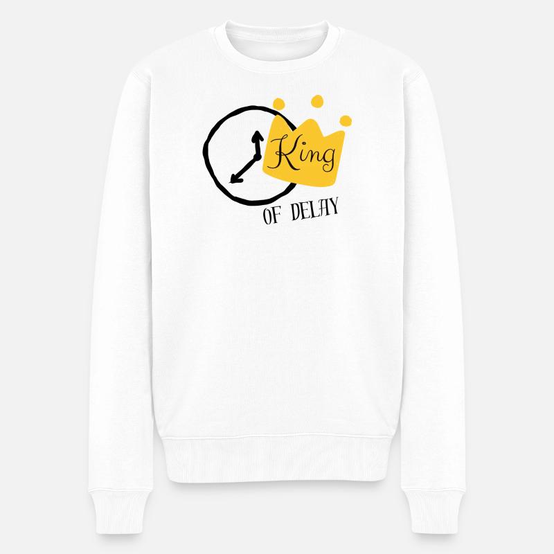Couronne en or avec lettres King - Pull Premium bio Homme - blanc