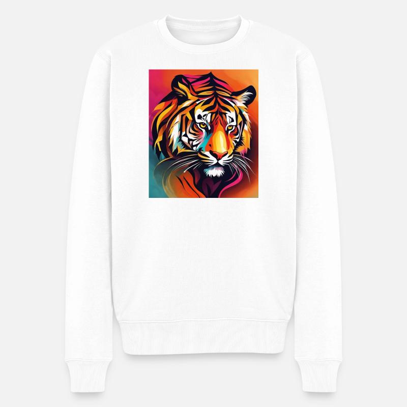 Tiger - Männer Premium Bio Pullover - Weiß