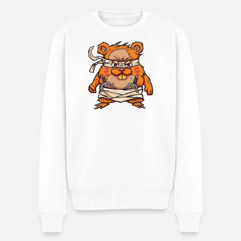 Hamster samouraï kawaii avec épée Hamjitsu - Pull Premium bio Homme - blanc