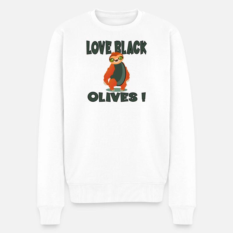 LIEBE SCHWARZE OLIVEN FAULTIER - Männer Premium Bio Pullover - Weiß