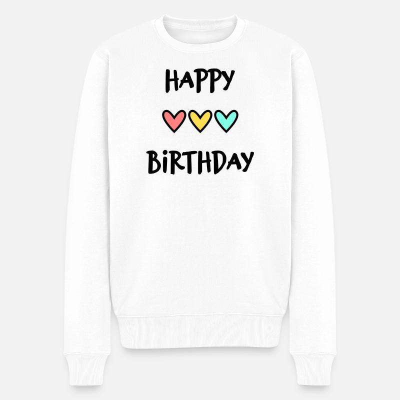 HAPPY BIRTHDAY. JOYEUX ANNIVERSAIRE. ANNIVERSAIRE. - Pull Premium bio Homme - blanc