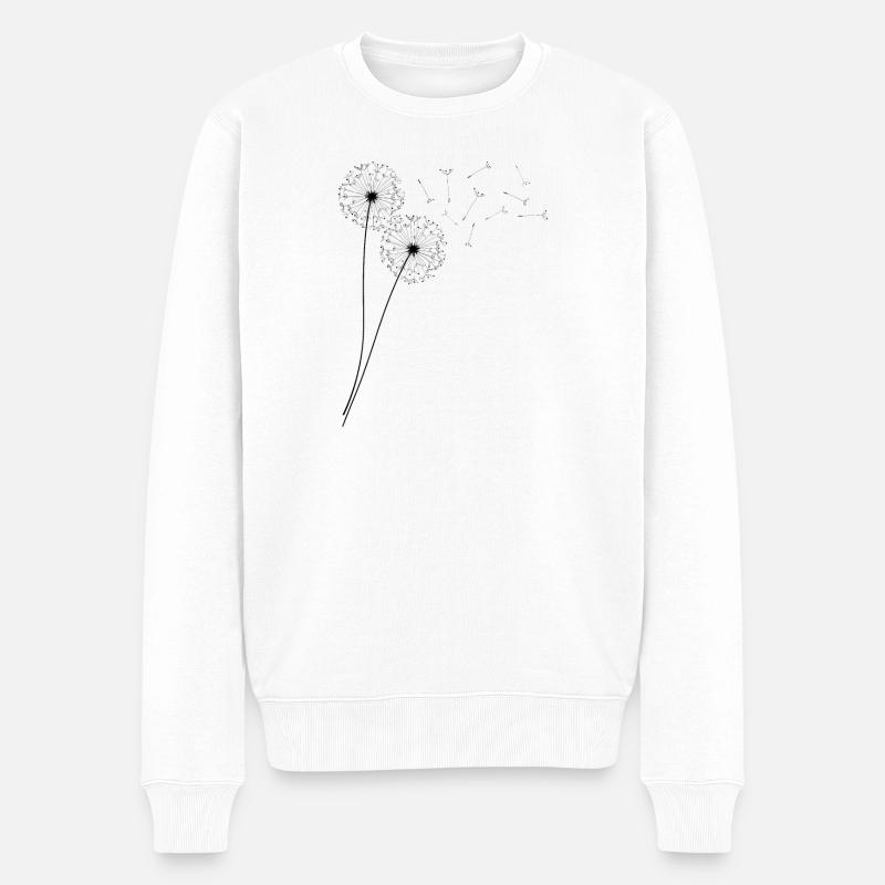 Schöne Pusteblume Löwenzahn Dandelion - Männer Premium Bio Pullover - Weiß