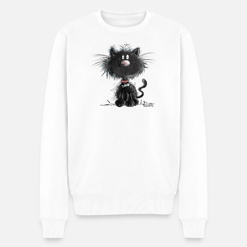 Droll Black Cat - Pull Premium bio Homme - blanc