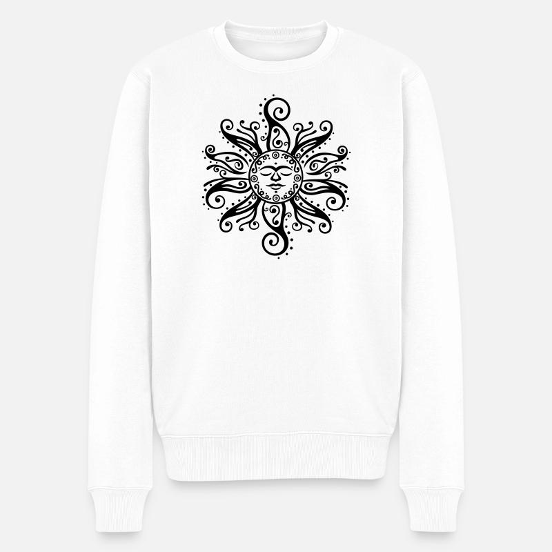 Sonne Tribal Mehndi Mandala - Männer Premium Bio Pullover - Weiß