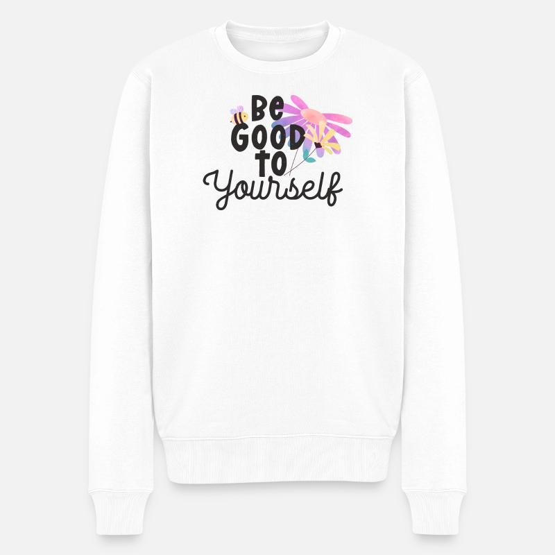 Sei gut zu dir selbst - Männer Premium Bio Pullover - Weiß