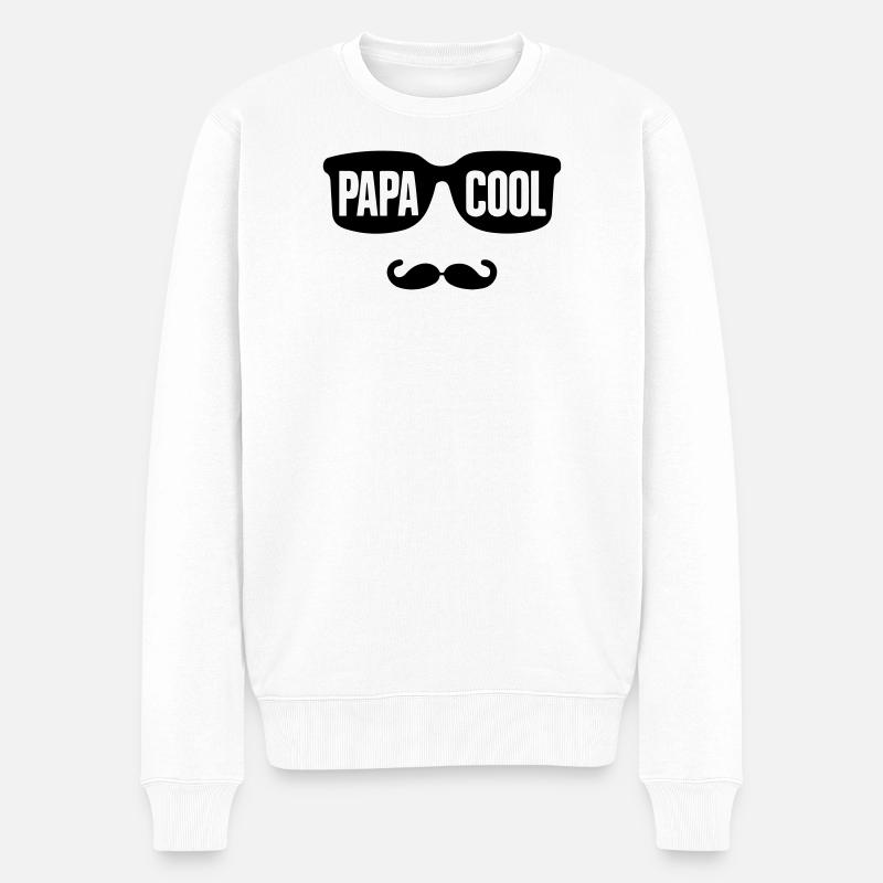 Minimalistisches Papa-Geschenk: "Cool Daddy" - Männer Premium Bio Pullover - Weiß