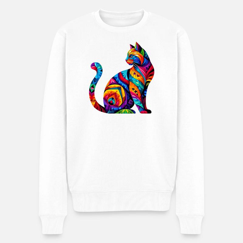 Katze - Männer Premium Bio Pullover - Weiß