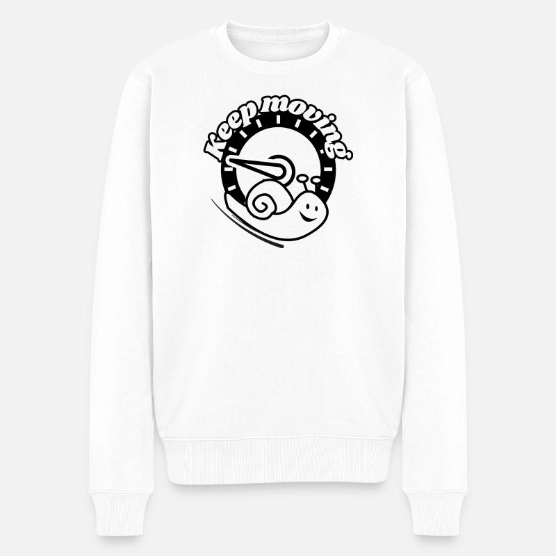 Slow Forward : Motif d’escargot - Pull Premium bio Homme - blanc