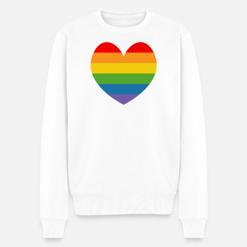 LGBT CSD TShirt Rainbow HEART - Pull Premium bio Homme - blanc