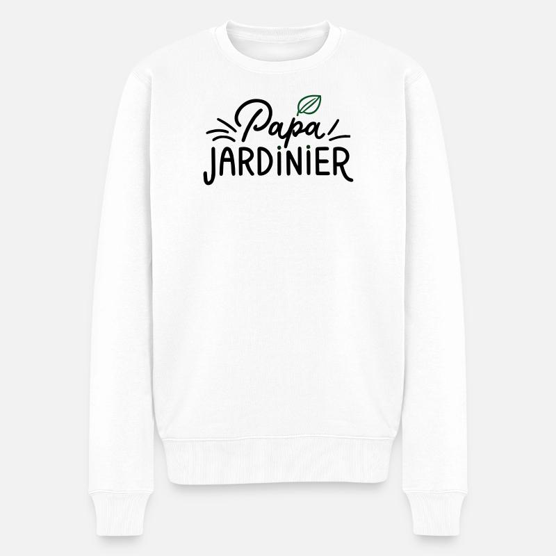 Cadeau Unique : Papa Jardinier ! - Pull Premium bio Homme - blanc
