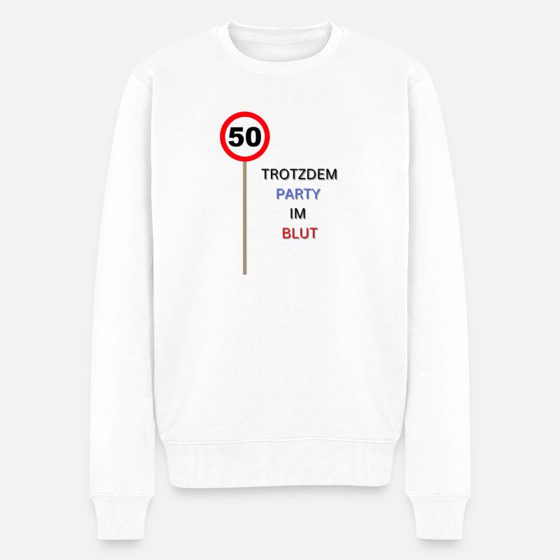 50 Party im Blut - Männer Premium Bio Pullover - Weiß