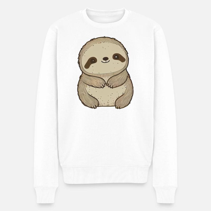 cute sloth - kleines süßes faultier cartoon style - Männer Premium Bio Pullover - Weiß