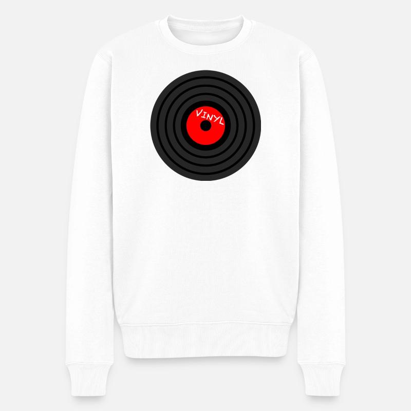 Vinylkreis Retro Red-Label - Männer Premium Bio Pullover - Weiß