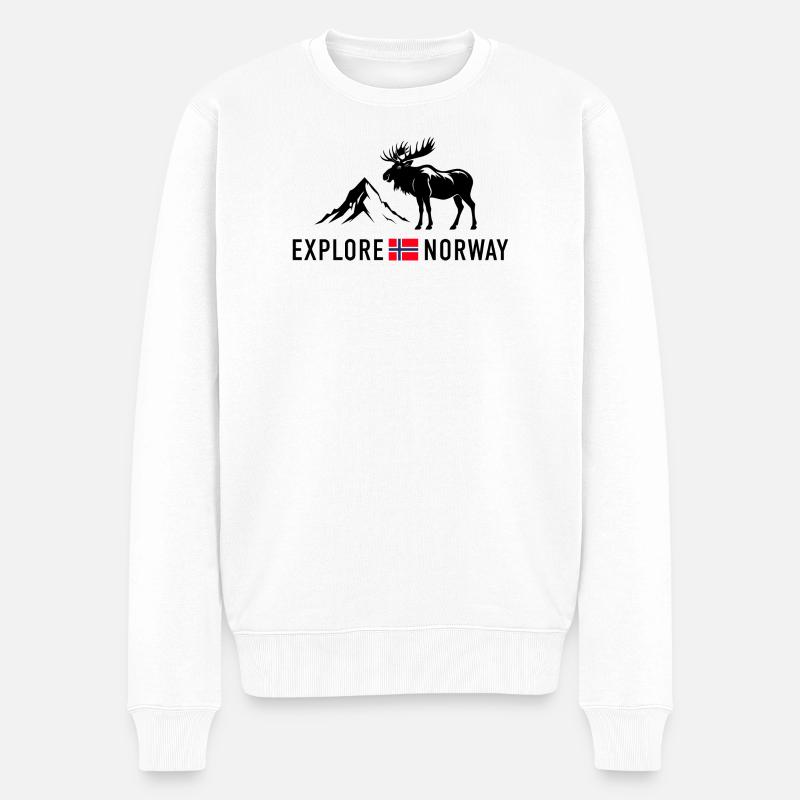 Explore Norway | Skandinavien Norwegen Berge Natur - Männer Premium Bio Pullover - Weiß