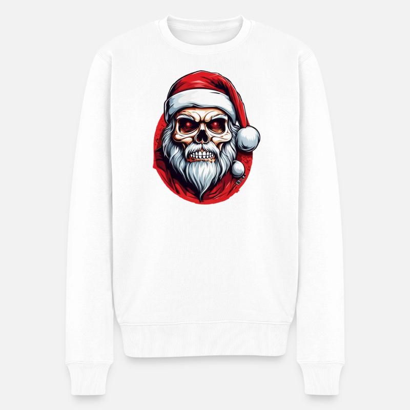 Totenkopf Weihnachtsmann - Männer Premium Bio Pullover - Weiß