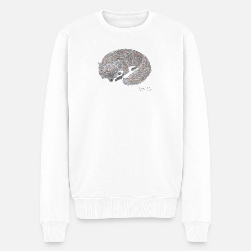 Der Fuchs schläft - Männer Premium Bio Pullover - Weiß