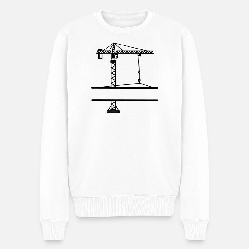Grue de chantier avec bannière - Pull Premium bio Homme - blanc