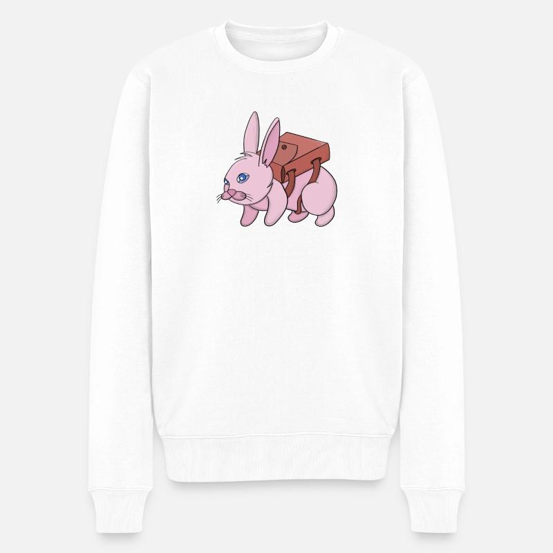 Lapin qui va à l’école - Pull Premium bio Homme - blanc