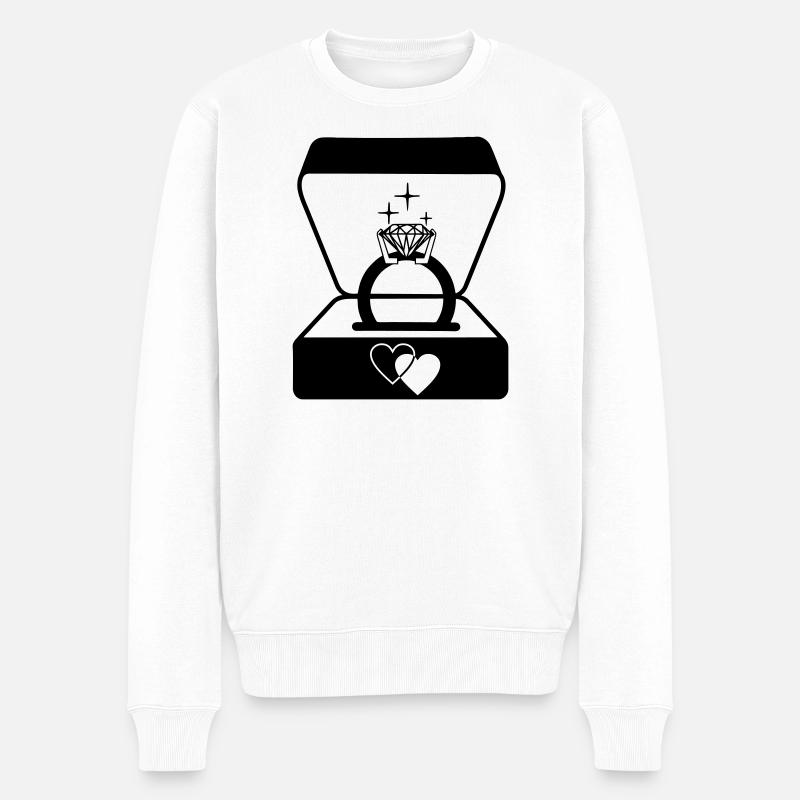 Juwelier Ehering in Box - Männer Premium Bio Pullover - Weiß