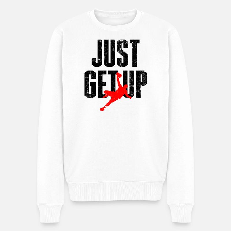 Red Leaping Athlete Silhouette - Männer Premium Bio Pullover - Weiß