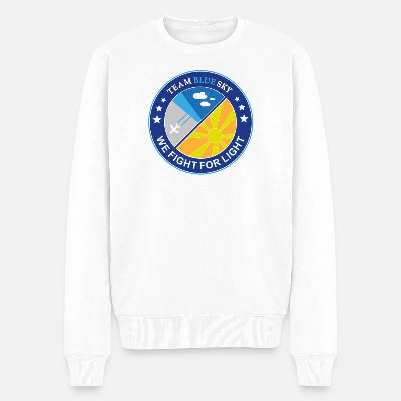 Sonnenliebhaber-Abzeichen Team Blauer Himmel Licht-Krieger-Emblem - Männer Premium Bio Pullover - Weiß