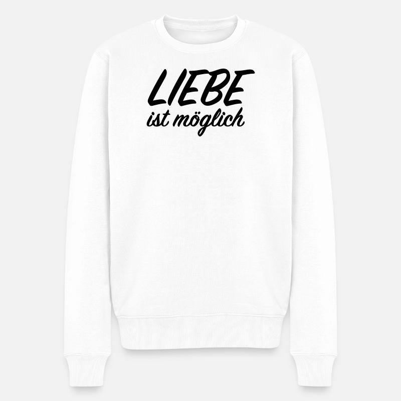 Liebe ist möglich - Männer Premium Bio Pullover - Weiß
