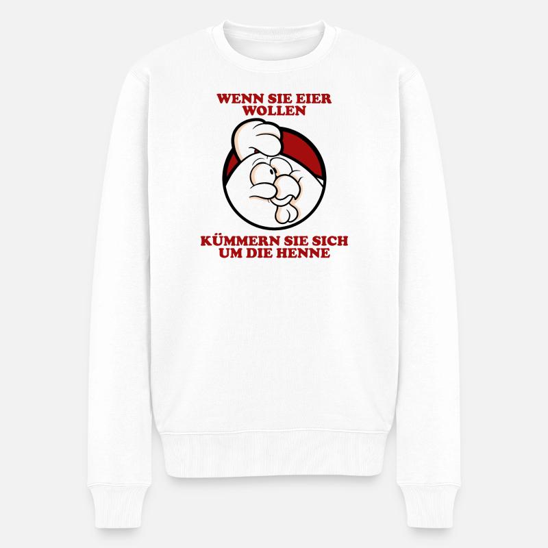 Kümmern Sie sich um die Henne 2 - Männer Premium Bio Pullover - Weiß