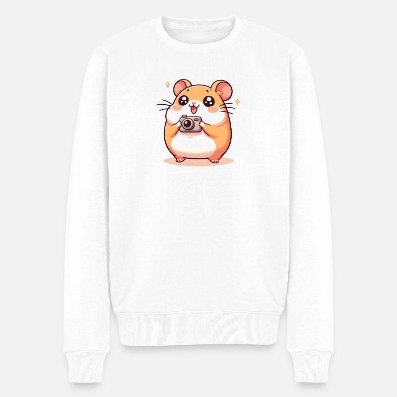 Kamera Hamster - Männer Premium Bio Pullover - Weiß
